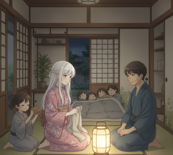 Minokichi watching O-Yuki